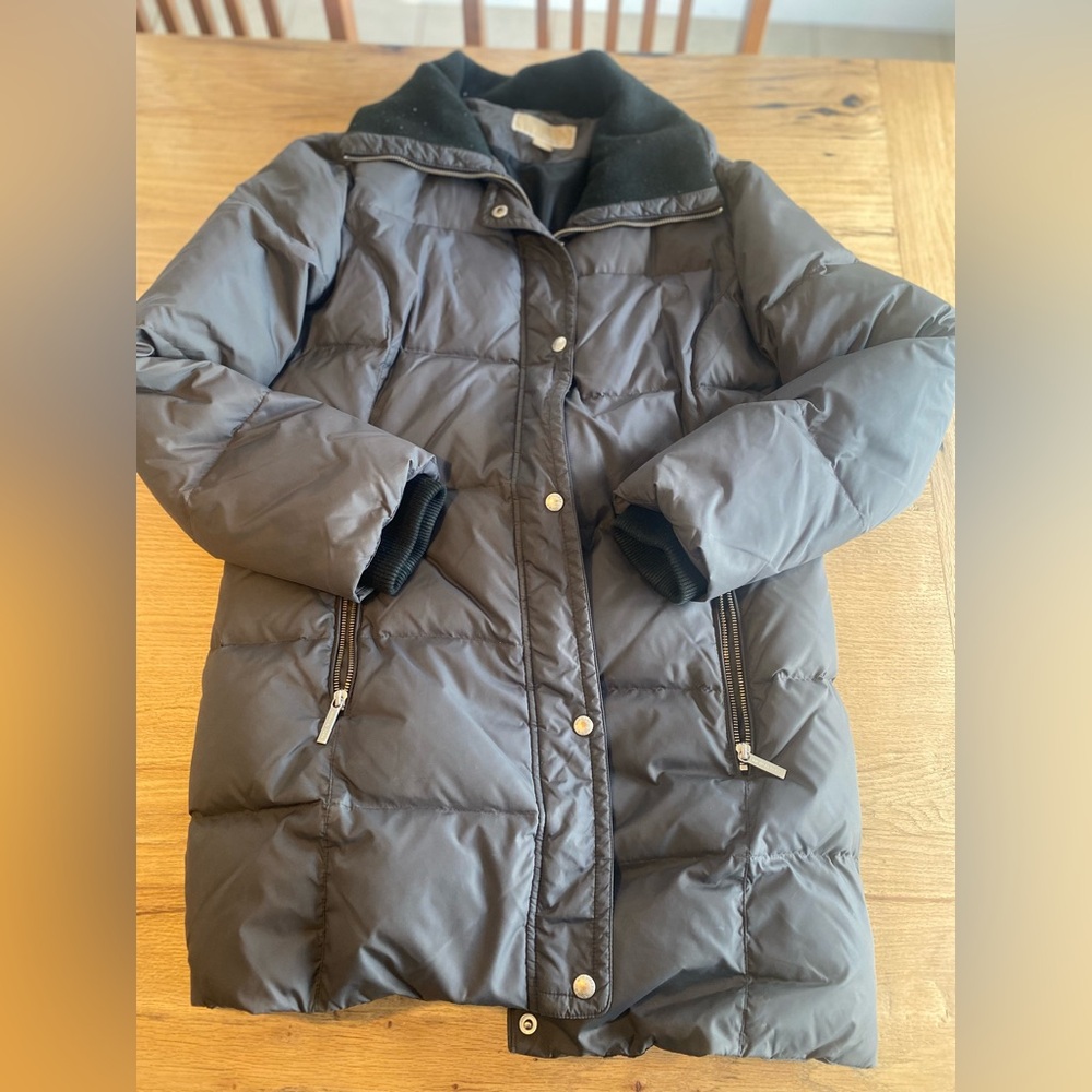 Michael Kors Puffer Mid‎ Coat Gray Black Women’s Medium Preloved